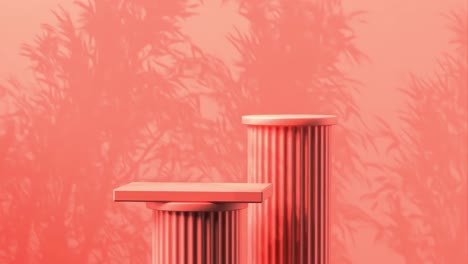 coral pink pillars and bamboo shadows product display mockup
