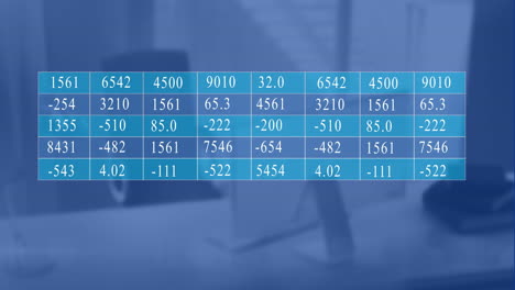 animation of data processing over work station in office