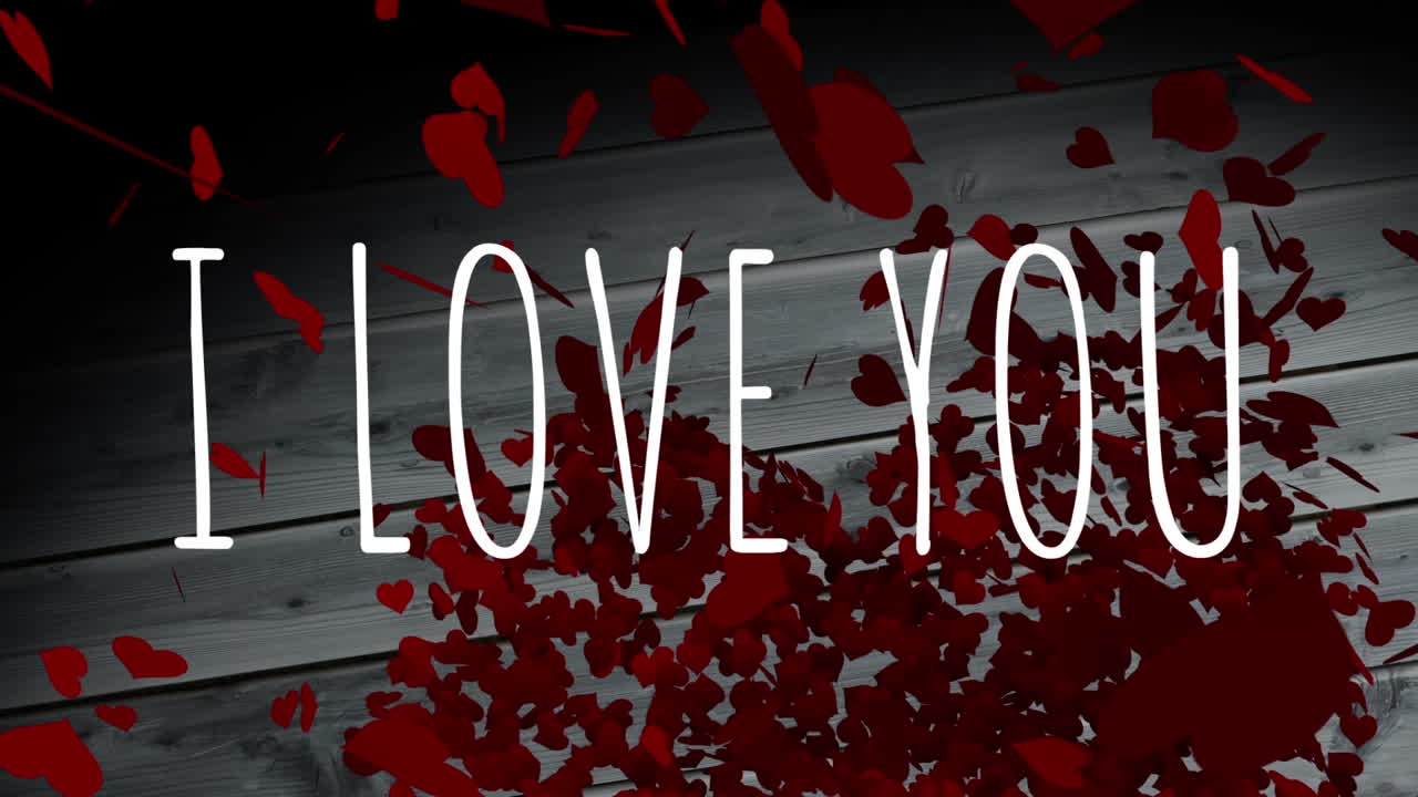 나는 당신을 사랑합니다 빨간 심장 배경으로 애니메이션
