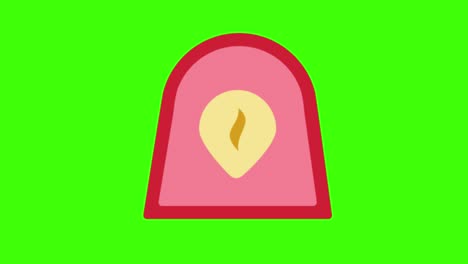 icon of a candy with a fruit filling popping up on the green screen