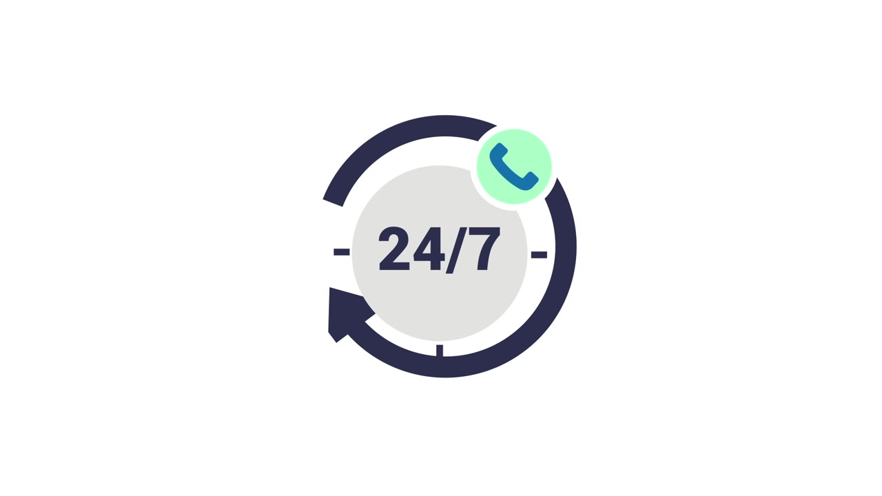 Animated 24/7 Customer Service and Support Phone Icon
