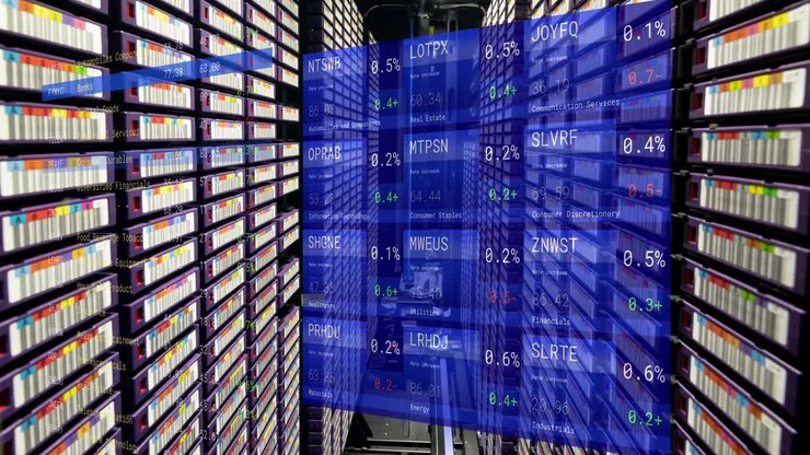 Animation of computer servers and financial data processing