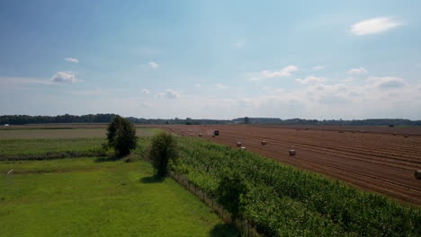 Luftaufnahme-über-Landwirtschaftliche-Felder-In-Der-Polnischen-Landschaft---Drohnenaufnahme