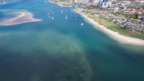 boats on broadwater of gold coast in southport, queensland, australia