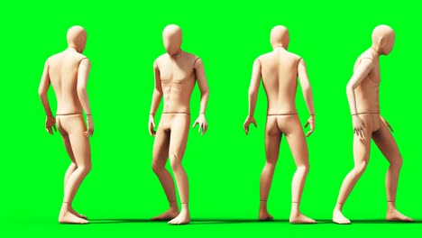 dummy, mannequin animation. phisical, motion blur. realistic 4k animation. green screen