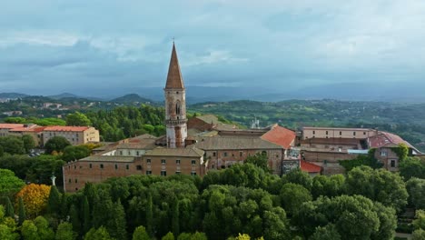 aerial of the abbazia di san pietro benedictine abbey situated in borgo xx giugno, perugia, province of perugia, italy