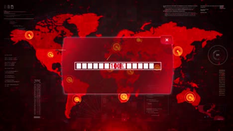 application failed alert warning attack on screen world map