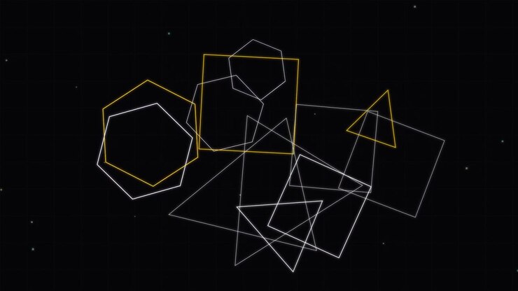 Abstract Geometric Shapes Moving and Glitching on Dark Background