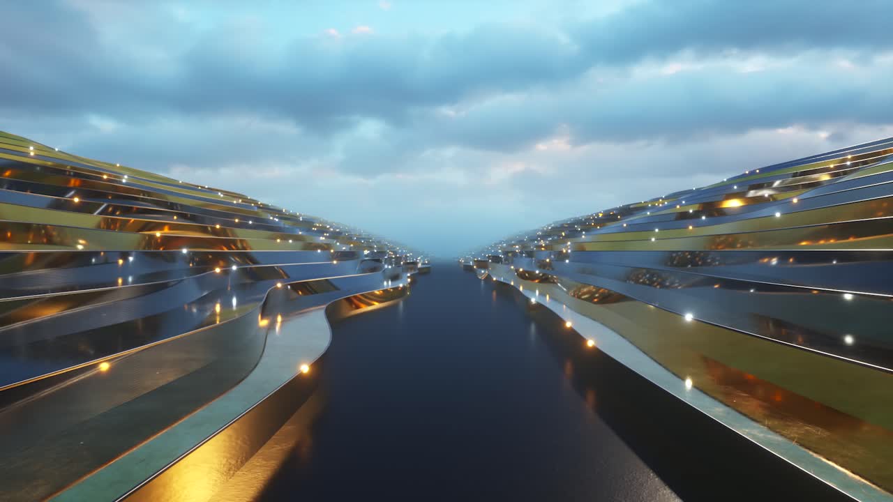 구름을 가로지르는 미래의 황금 복도