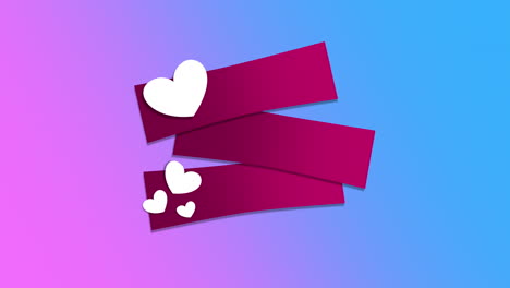 Animated-closeup-romantic-white-small-hearts-and-ribbons-on-purple-Valentines-day-background.