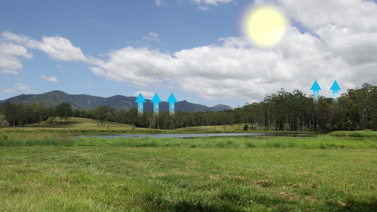 증발, 응축, 강수 과정을 묘사합니다.