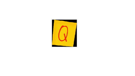 sticky note with the letter q