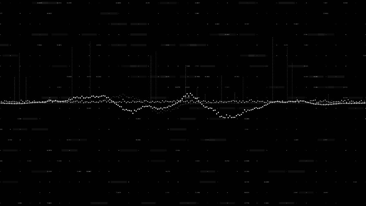White graphs moving against black background