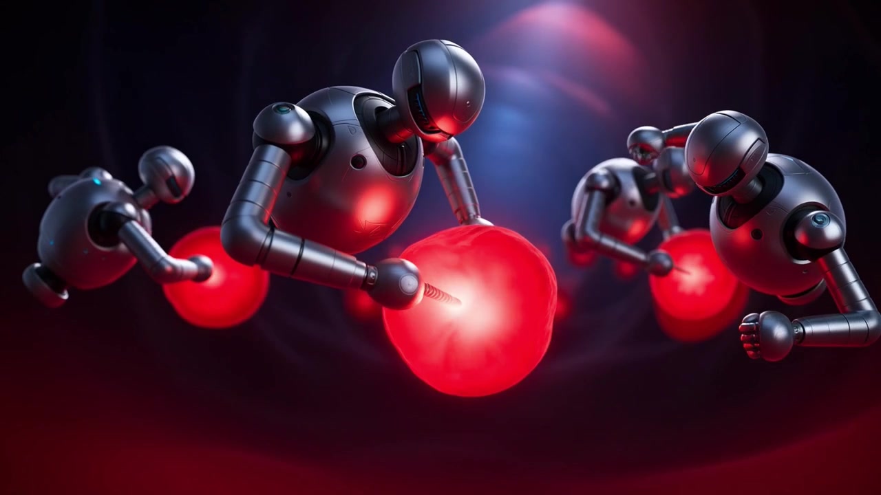 Nanobots Repairing Red Blood Cells in a Blood Vessel