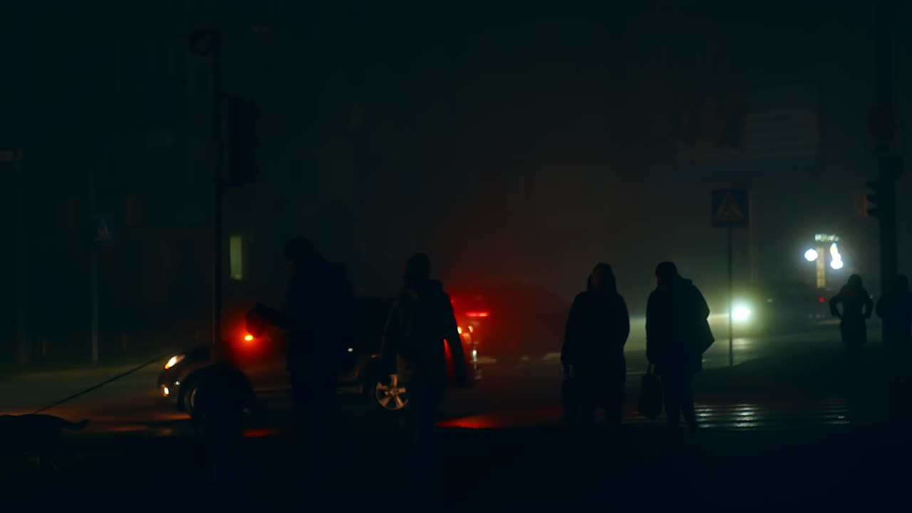 Night City Scene in Fog