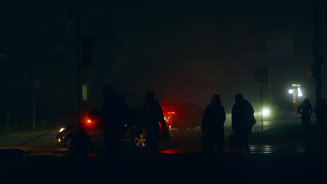 night city scene in fog