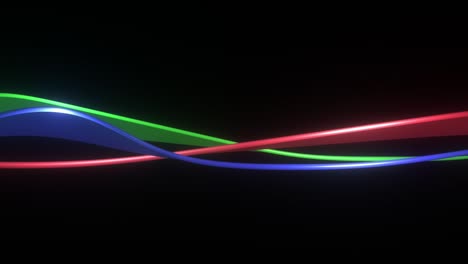 animation of glowing banner flags in red, blue, and green on a black background