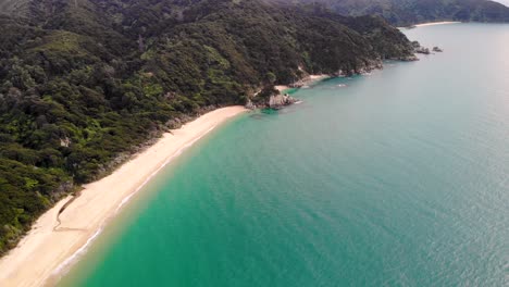 Beautiful-landscape-of-sandy-beaches,-rocky-formations,-mountains-and-tropical-forest-aerial-birds-eye-view