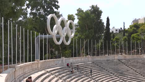 olympic rings at historic athens stadium