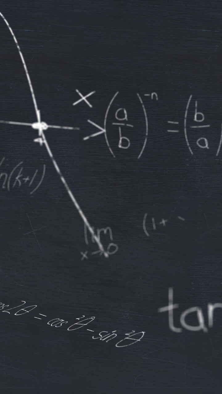 Animazione di equazioni matematiche che fluttuano su una lavagna nera