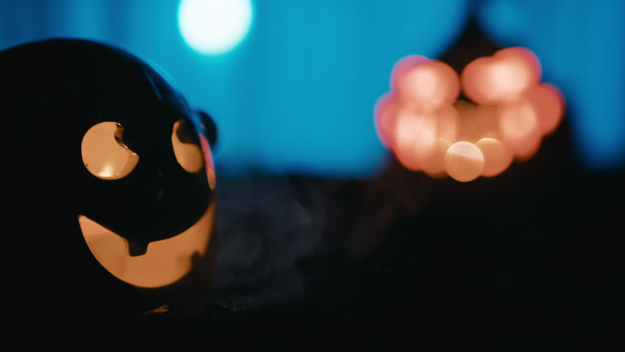 Little scary monster with copy space on the right for Halloween background