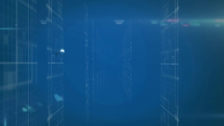 Hexagon cloud icon appearing and growing, sending lines, icons, pulsing then shrinking, showing net