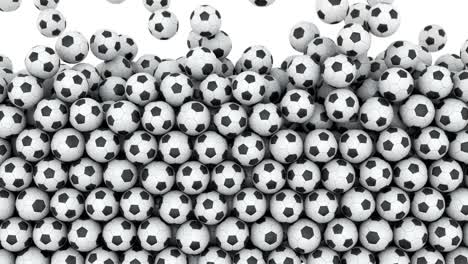 falling group of football soccer balls. sport concept. a lot of soccer balls. 3d rendering illustration