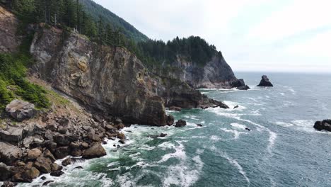 epic aerial of mountains and ocean