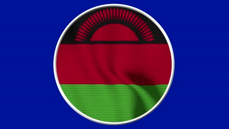 malawi circular flag loop - realistic 4k flag waving in the wind