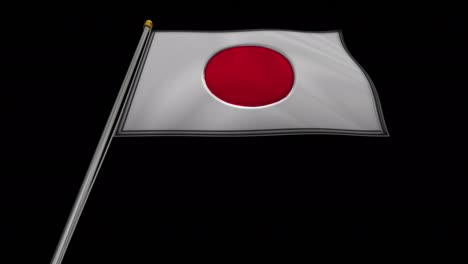 loop video of silver japanese flag loop video fluttering in the wind, 4k uhd slow motion video with alpha channel.