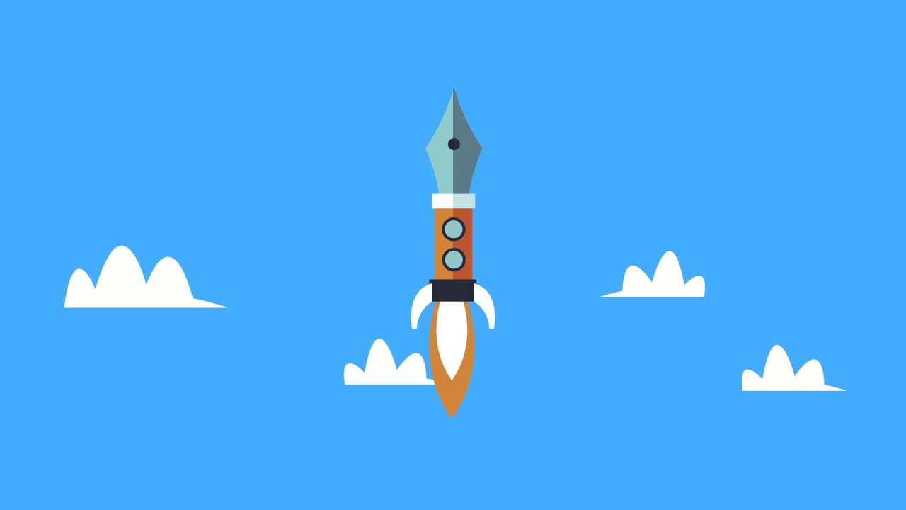 creative process animation with pen launcher