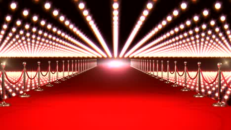 long red carpet with spotlights against red background