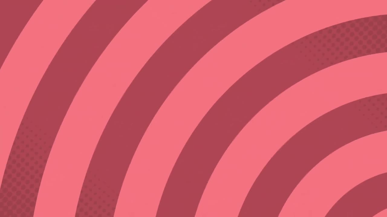 추상적인 배경에 대한 원형 패턴 위에 거품 음성으로 와우 및 파우 텍스트의 애니메이션