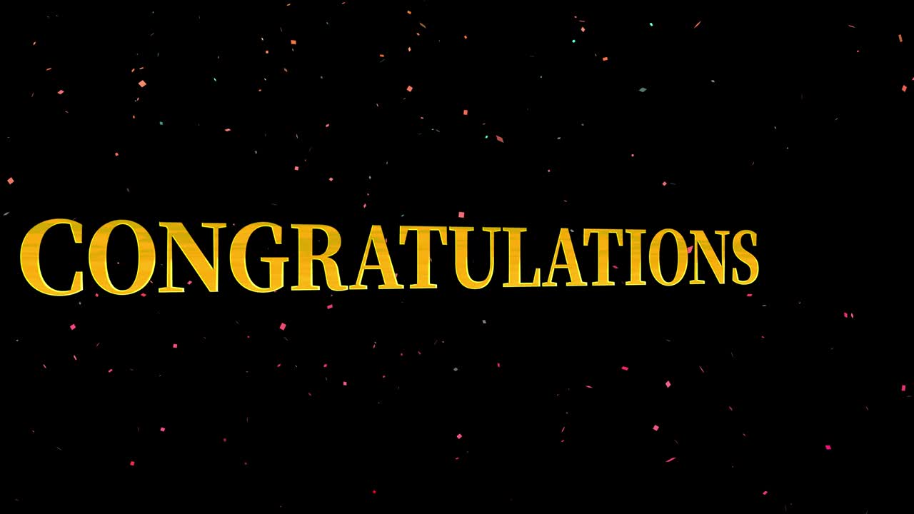 CONGRATULATIONS message text animation motion graphics