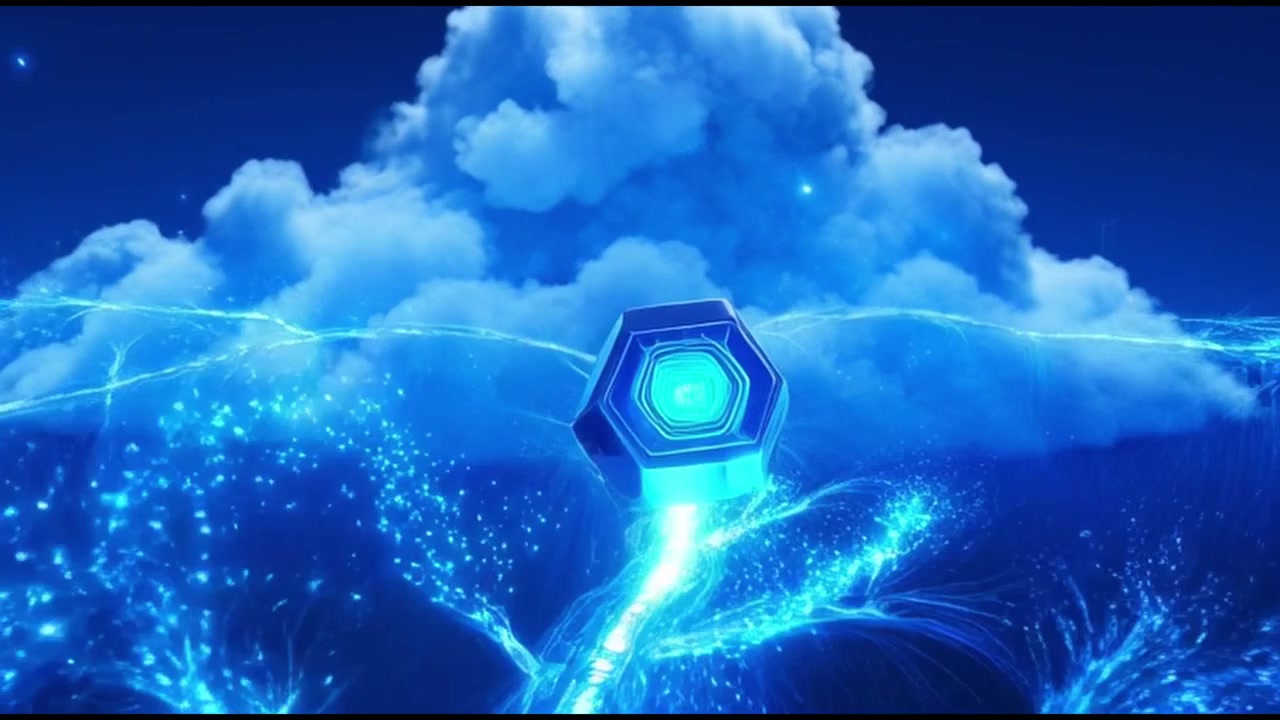 Futuristic Hexagonal Cubes Moving Through Glowing Digital Network