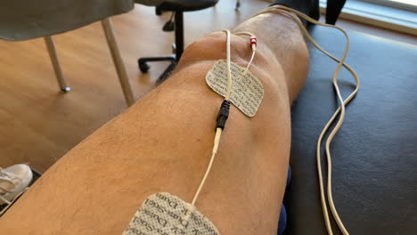 Electroshock-Therapy-of-Leg,-Physiotherapy,-Close-Up