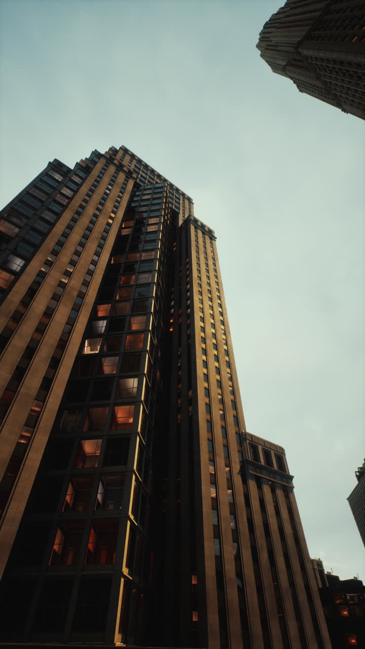 una vista de un rascacielos alto en la ciudad