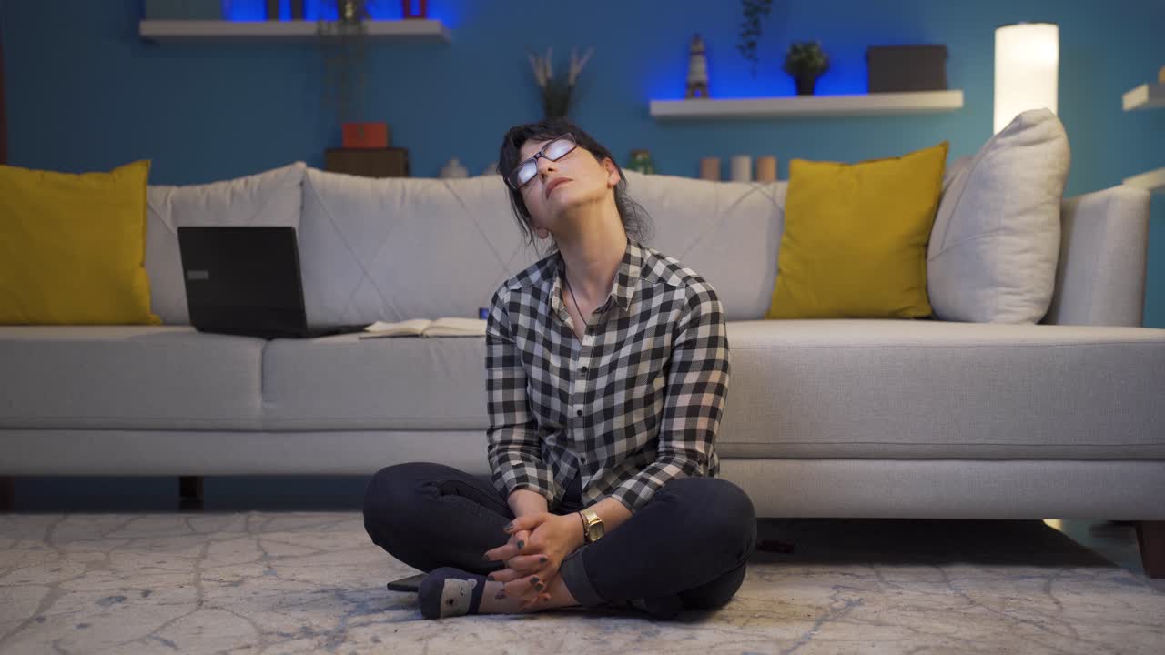 The woman who doesn't feel well.