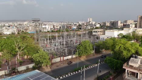 scenic aerial capture of jaipur's crowded lanes.