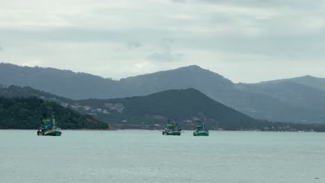 Gulf of Thailand coastline Koh Samui island Southeast Asia nature fishing boats shore