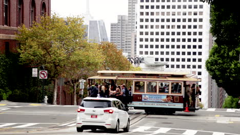 san francisco cable car on powell and hyde street