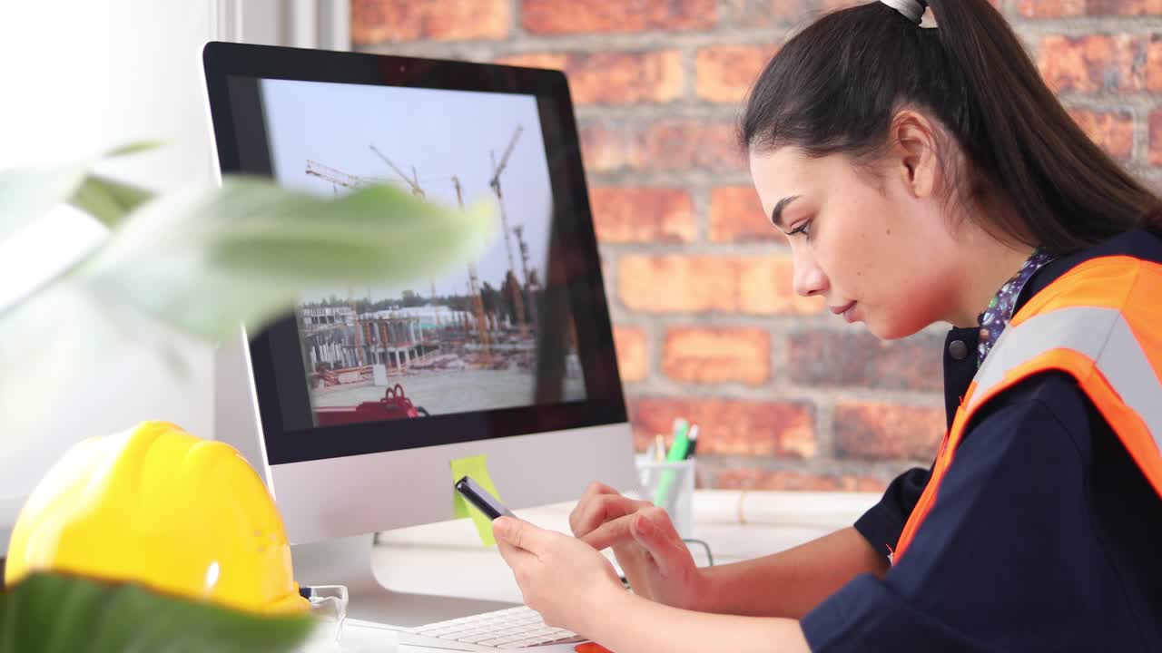 ingeniera civil mujer trabajando en computadora