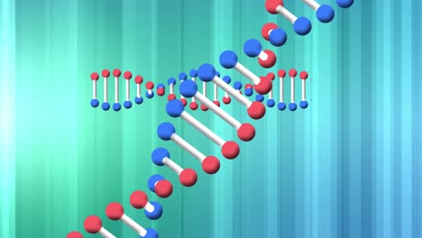 Animación-De-Dos-Hebras-De-ADN-En-Rotación-Sobre-Haces-De-Luz-Azul-En-Movimiento.