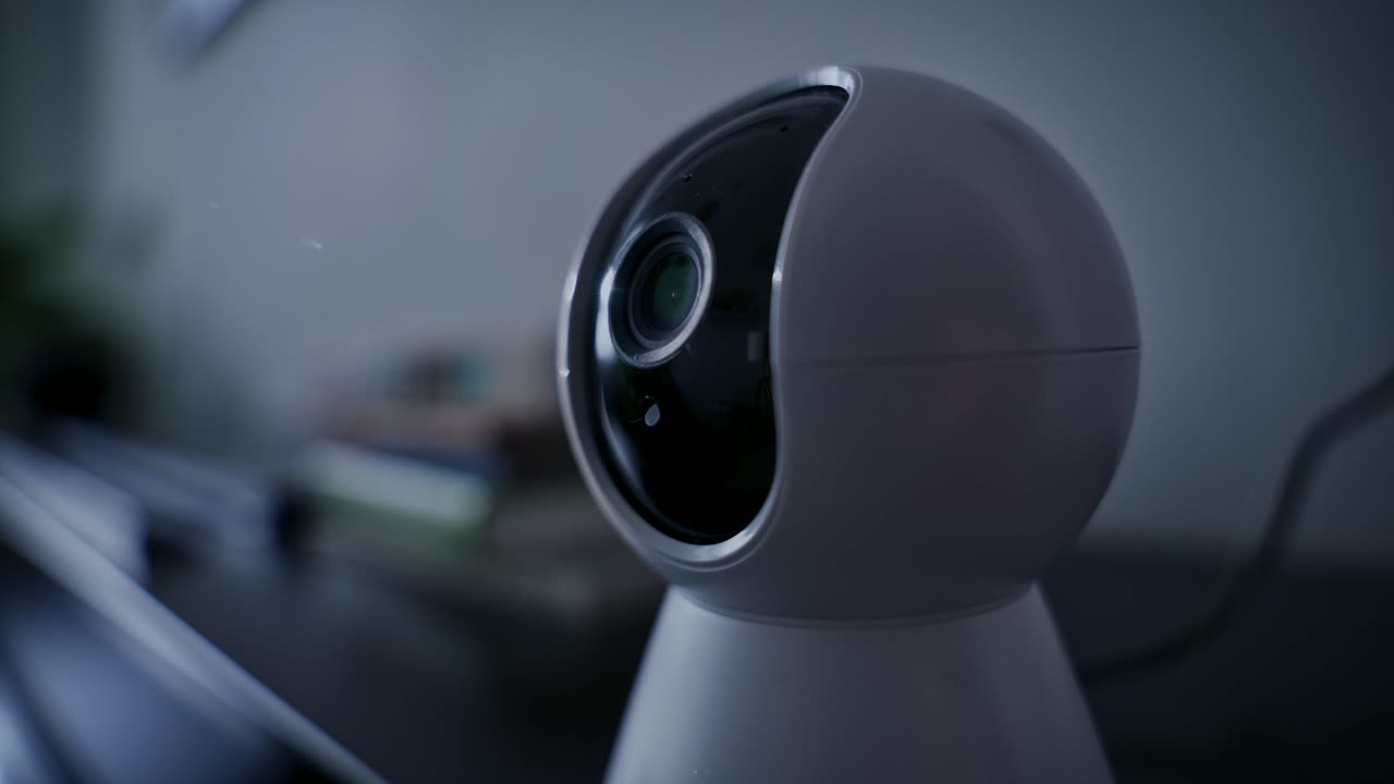 Real-time surveillance for safety. Security camera in low light, keeping watch over pets and home security, ensuring safety, protection, and peace of mind for both loved ones and valuable belongings