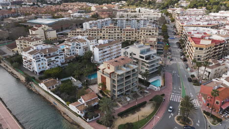tightly packed buildings and streets form geometric maze in coastal xabia