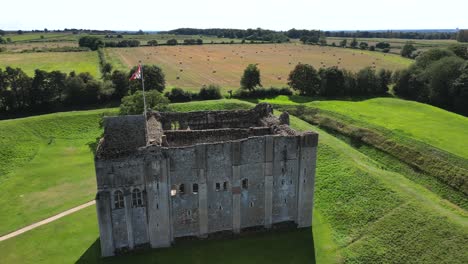 aerial fly over of castle rising, norfolk, uk