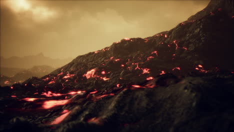 campos de lava al final de la erupción del volcán