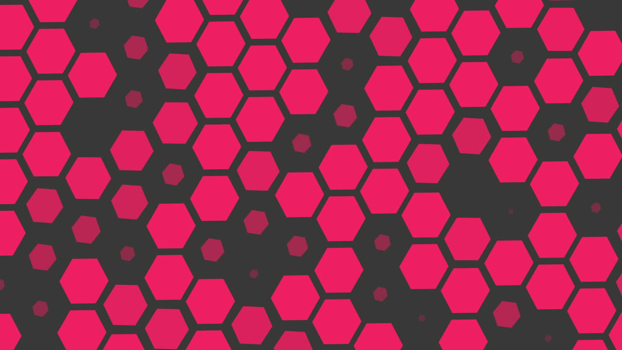 Motion intro geometric neon red small hexagons abstract background