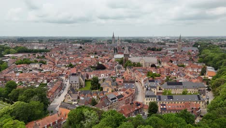 ypres city belgium drone,aerial low panning shot 4k