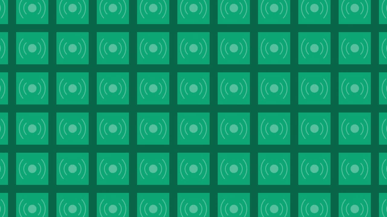 Teal Green Pattern with Circles and Rectangles